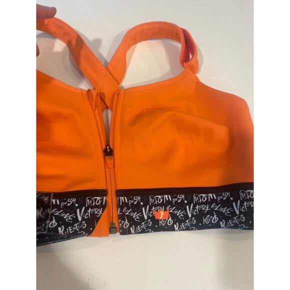 Shefit Ultimate Sports Bra High Impact Adjustable Fit Zip Front Neon Orange/Blac - Picture 3 of 8